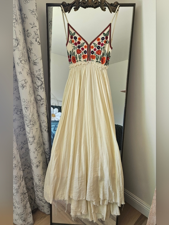RAGA Dresses & Skirts - Boho Maxi Dress with Floral Embroidered Bodice